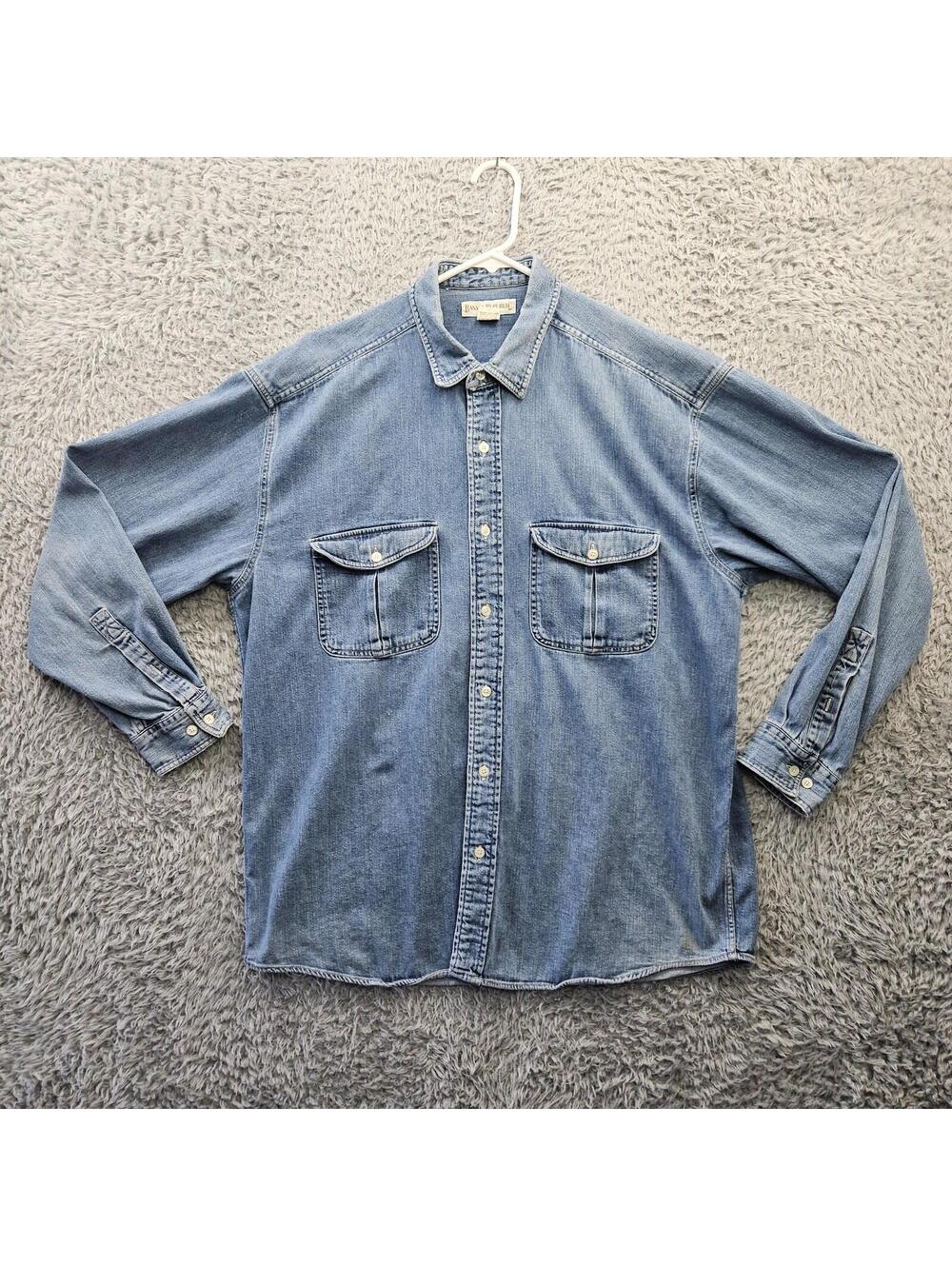 Vintage 90's Banana Republic Workwear Shirt XL Safari Clothing Denim Chambray *
